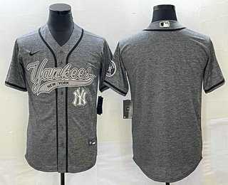 Men%27s New York Yankees Blank Grey Gridiron Cool Base Stitched Baseball Jerseys